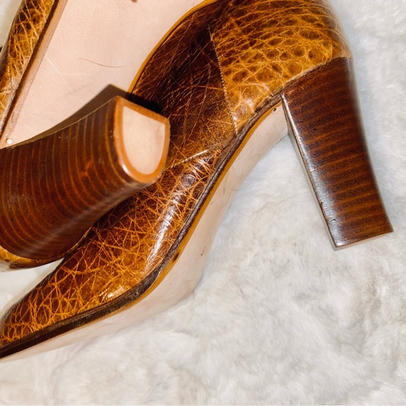 ANDREA PFISTER Soft Calf Leather Animal Textured Knee Brown Boots Sz 6 - Picture 9 of 10